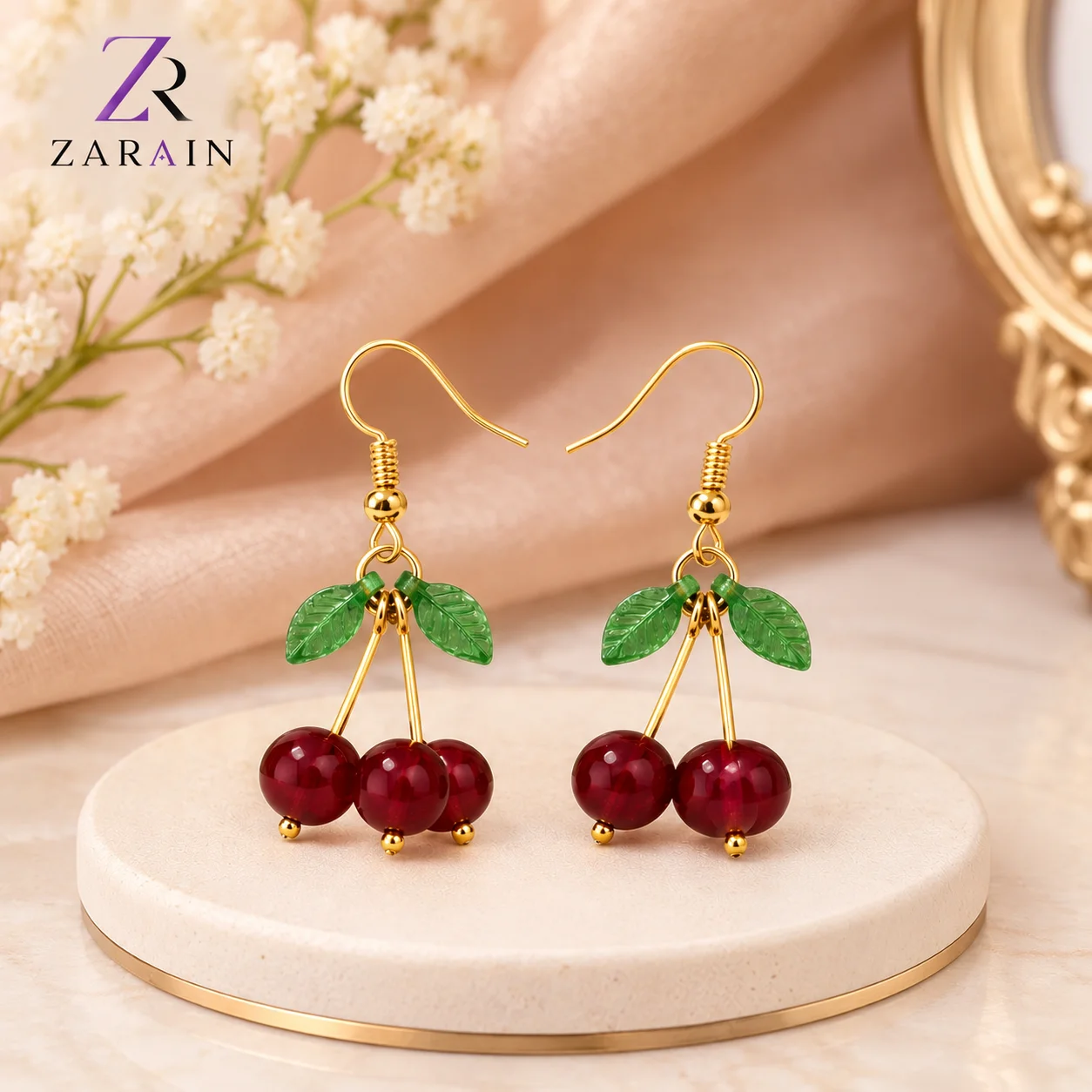 Crimson Cherry Drop Earrings